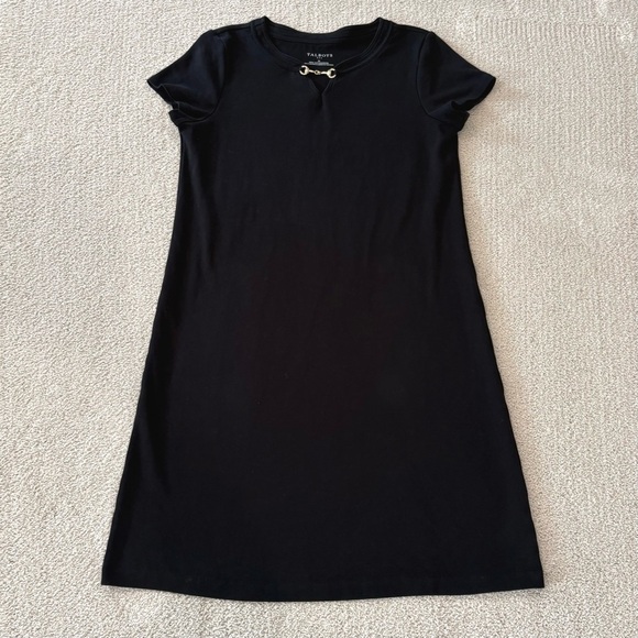 Talbots Dresses & Skirts - Talbots Black Short-Sleeve Classic Knit Dress Gold Hardware Women M 100% Cotton